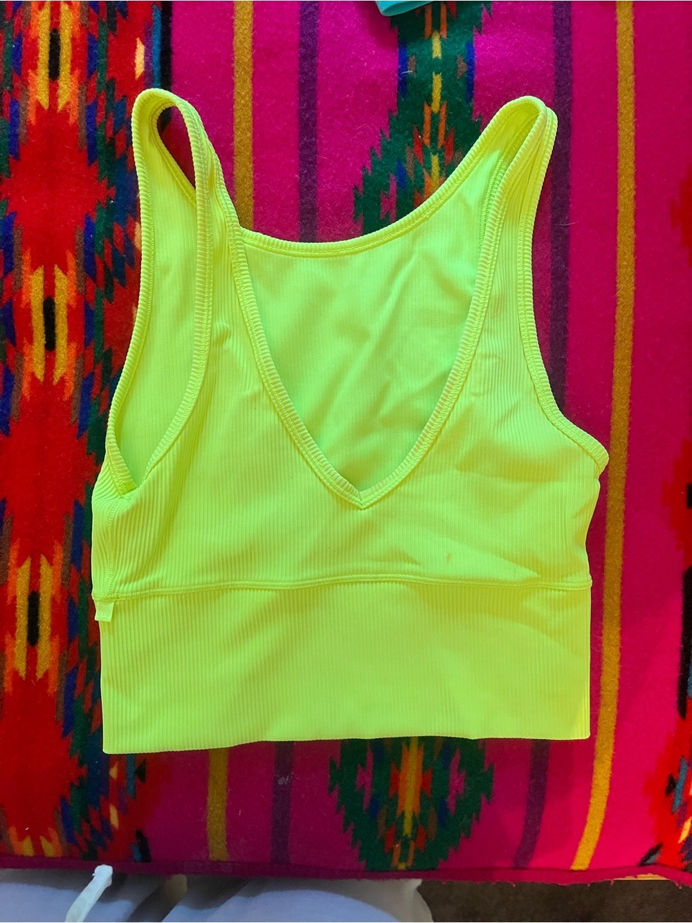 lululemon athletica Neon Yellow Ribbed V-Neck top